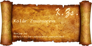 Kolár Zsuzsanna névjegykártya